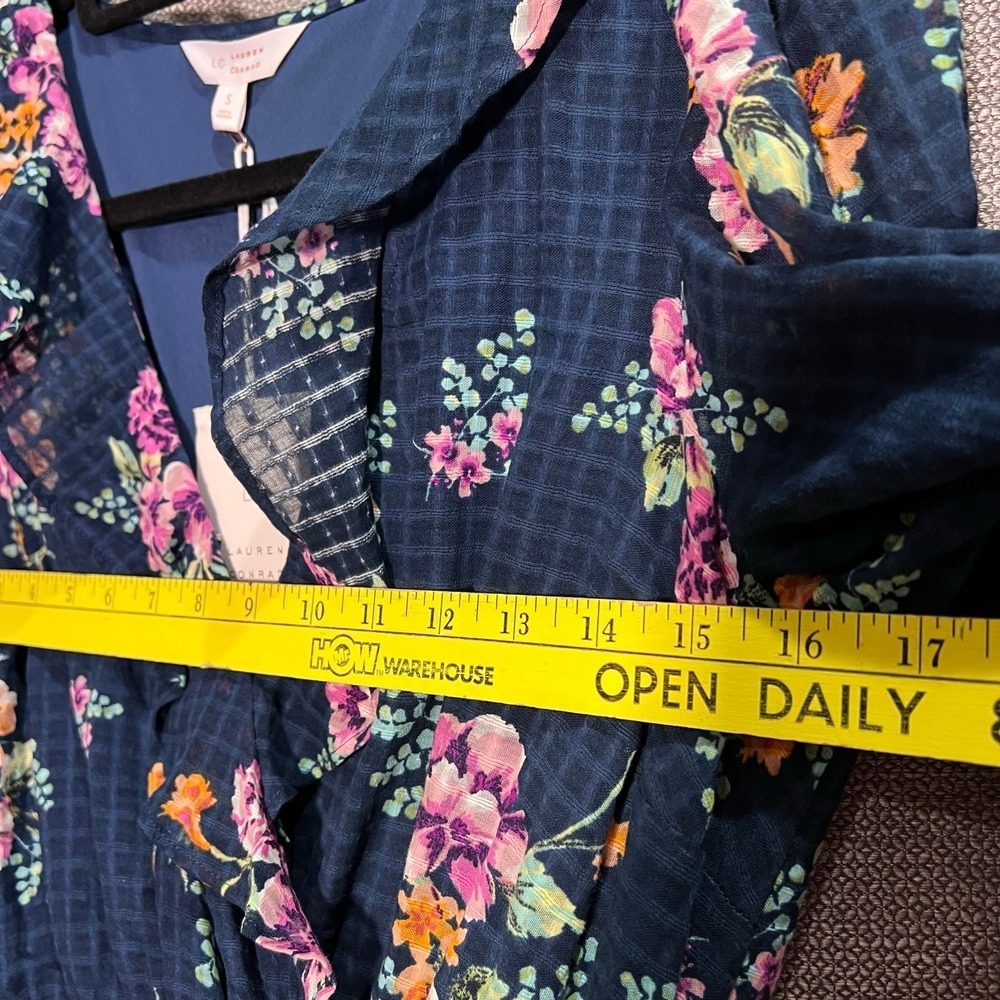 LC Lauren Conrad Ruffled Wrap Maxi Dress Blue Size Small CottageCore Cottage - Picture 9 of 11